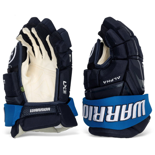 Warrior Alpha LX3 Pro Stock Senior Hockey Gloves - Winnipeg Jets Navy 13" - The Hockey Shop