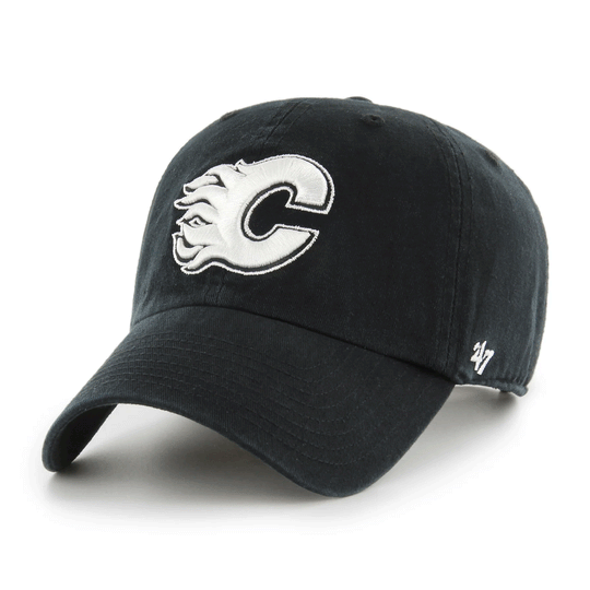 47 Brand NHL Clean Up Black / White Adjustable Hat - Calgary Flames OSFM - The Hockey Shop