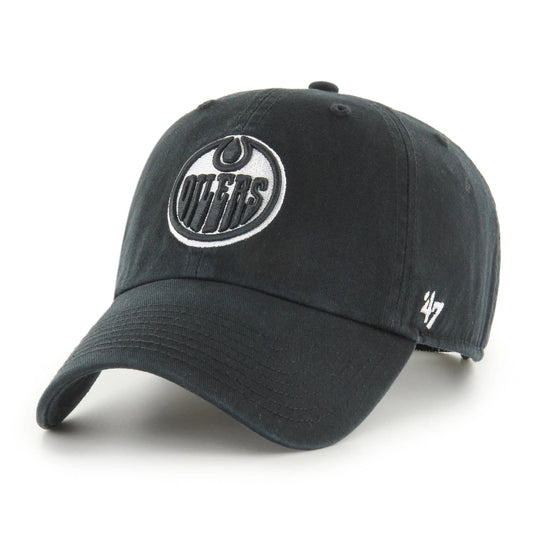 47 Brand NHL Clean Up Black / White Adjustable Hat -  Edmonton Oilers OSFM - The Hockey Shop