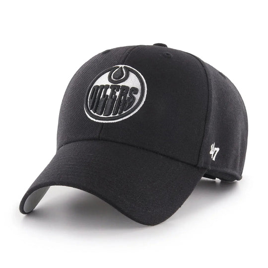 Edmonton Oilers 47 Brand NHL Basic MVP Adjustable Hat OSFA / Black/White - The Hockey Shop