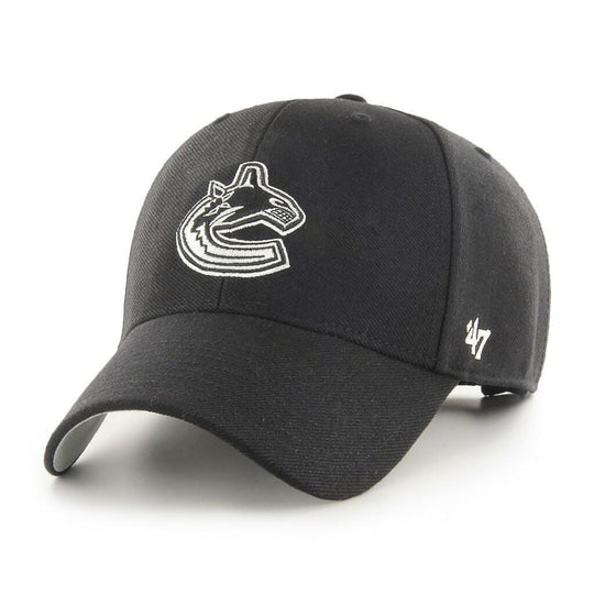 Vancouver Canucks Orca 47 Brand NHL Basic MVP Adjustable Hat OSFA / Black / White - The Hockey Shop