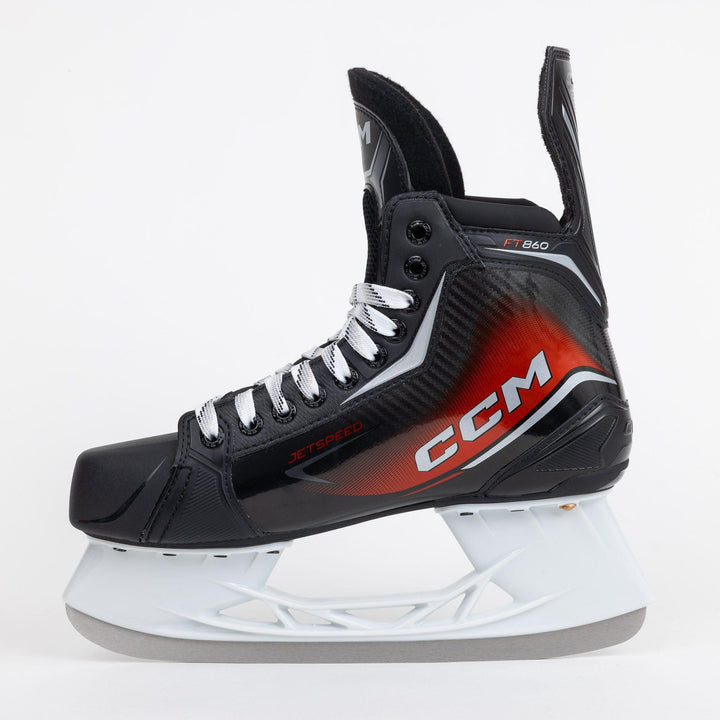 CCM Jetspeed FT1 Senior Ice Hockey Skates - Carbon Fiber Boot, Stiff Flex, Replaceable Steel (Black)