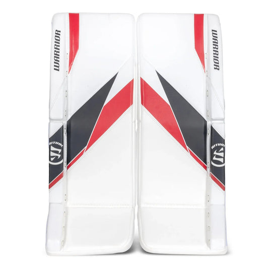 Warrior G7 Junior Goalie Leg Pads White / Black / Red / 30+1 - The Hockey Shop