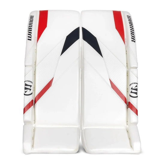 Warrior G7 Senior Goalie Leg Pads White / Black / Red / 32+1.5 - The Hockey Shop