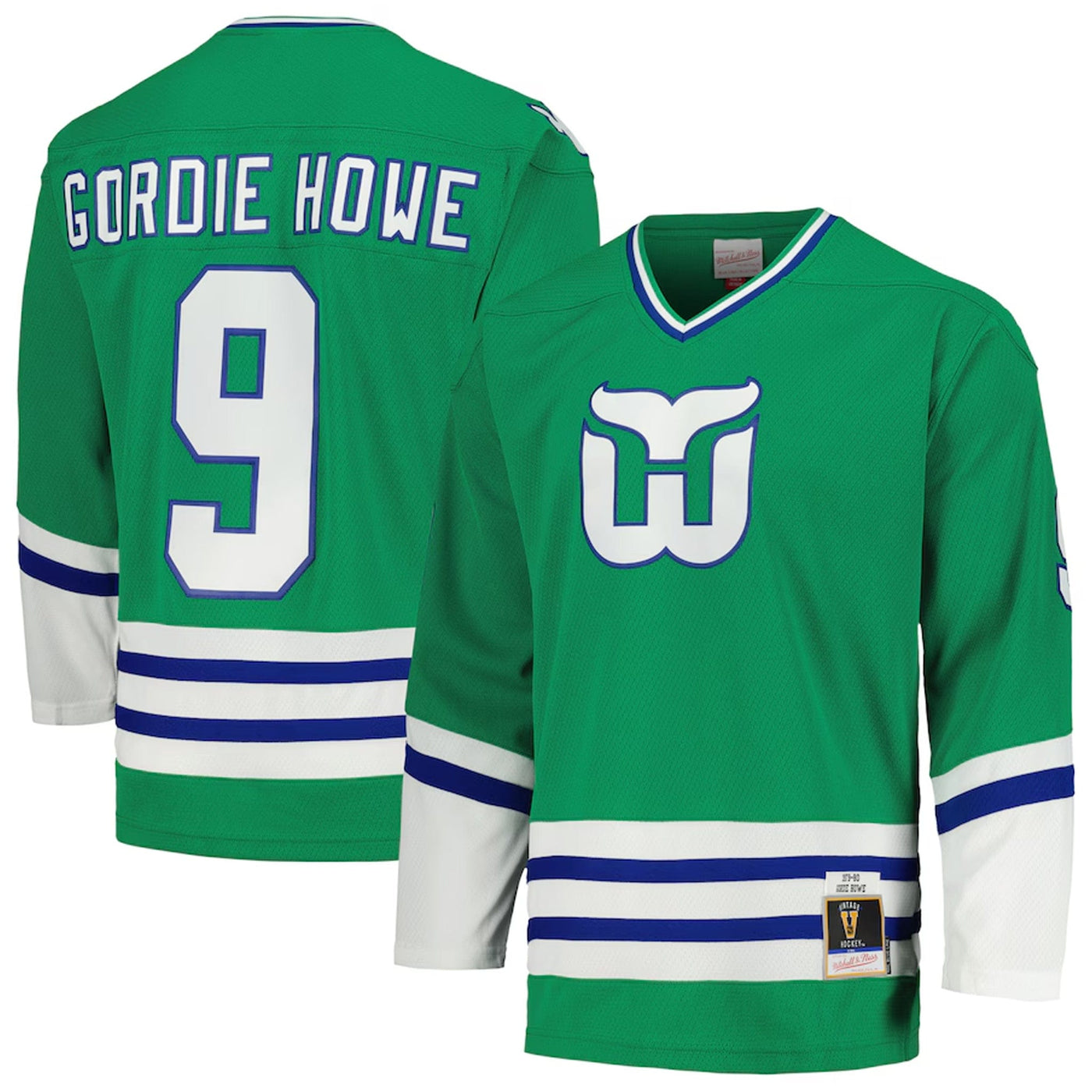 Mitchell & Ness Blue Line Vintage Senior Jersey - Hartford Whalers Gordie Howe - TheHockeyShop.com