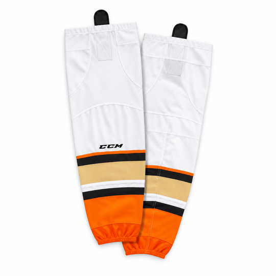 Anaheim Ducks Away CCM Quicklite 8000 Hockey Socks White / JR - The Hockey Shop