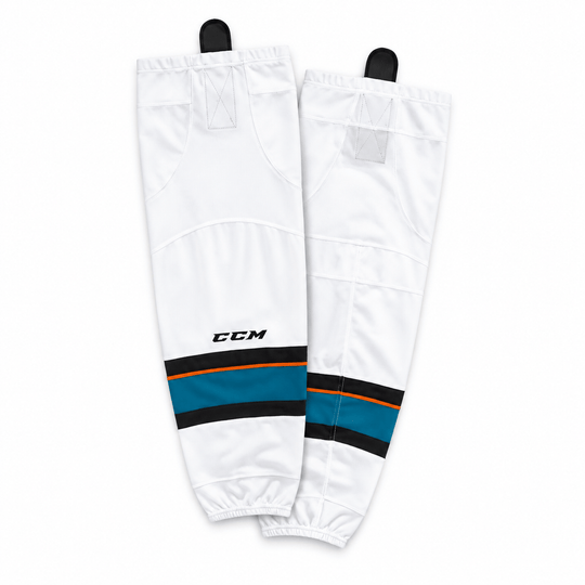 San Jose Sharks Away CCM Quicklite 8000 Hockey Socks White / INT - The Hockey Shop