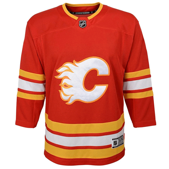 Calgary Flames - OuterStuff Premier Junior Home Jersey Black / L/XL - The Hockey Shop