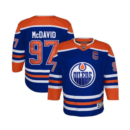 Edmonton Oilers Home Outer Stuff Replica Junior Jersey - Connor McDavid Blue / L/XL - The Hockey Shop