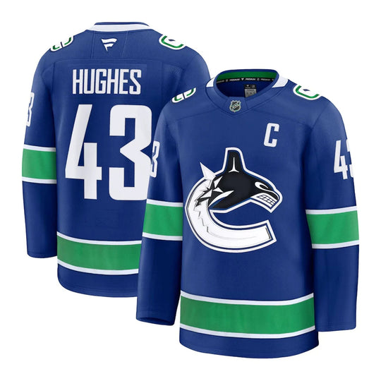 Fanatics Premium Senior Home Jersey - Vancouver Canucks Quinn Hughes 44 (XS) / Blue - The Hockey Shop