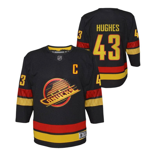 Vancouver Canucks - Quinn Hughes Outer Stuff Junior Skate Jersey Black / L/XL - The Hockey Shop