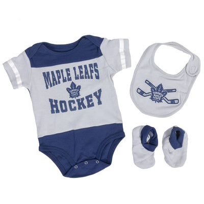 Outer Stuff NHL Rise Above Creeper Baby Bib & Bootie Set - Toronto Maple Leafs - TheHockeyShop.com
