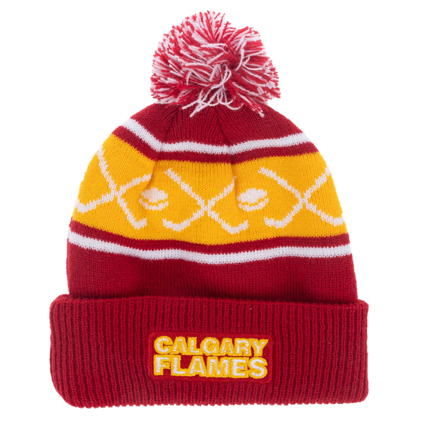 Outer Stuff NHL Puck Pattern Youth Toque - Calgary Flames - TheHockeyShop.com