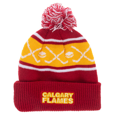 Outer Stuff NHL Puck Pattern Youth Toque - Calgary Flames - TheHockeyShop.com