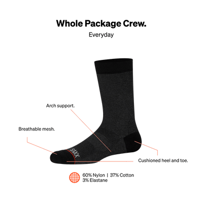 Saxx Whole Package Crew Socks - Black Heather - The Hockey Shop Source For Sports