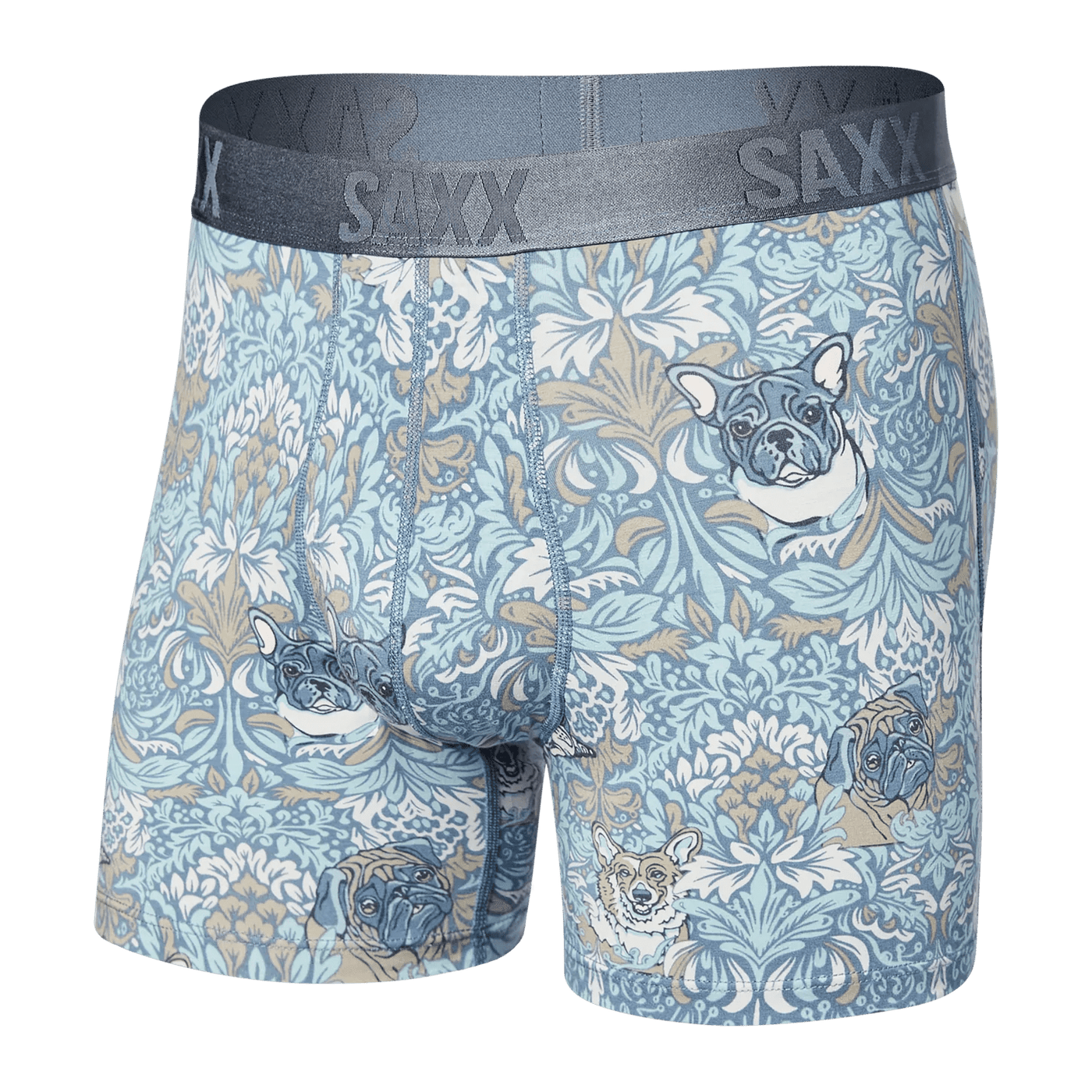 Saxx 22nd Century Silk Boxers - Fleur De Pugs - LIS Blue - TheHockeyShop.com