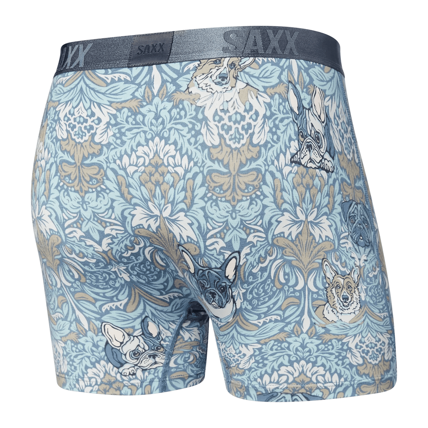 Saxx 22nd Century Silk Boxers - Fleur De Pugs - LIS Blue - TheHockeyShop.com