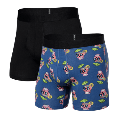 Saxx DropTemp Cooling Cotton Boxers - Drunken Skulls / Black (2 Pack) - TheHockeyShop.com