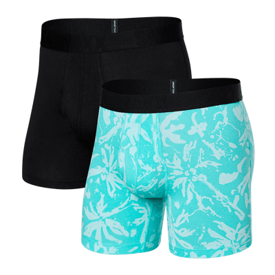 Saxx DropTemp Cooling Cotton Boxers - Splash Palms / Black (2 Pack) - TheHockeyShop.com