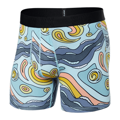 Saxx DropTemp Cooling Cotton Boxers - Starry Surf - Light Blue - TheHockeyShop.com