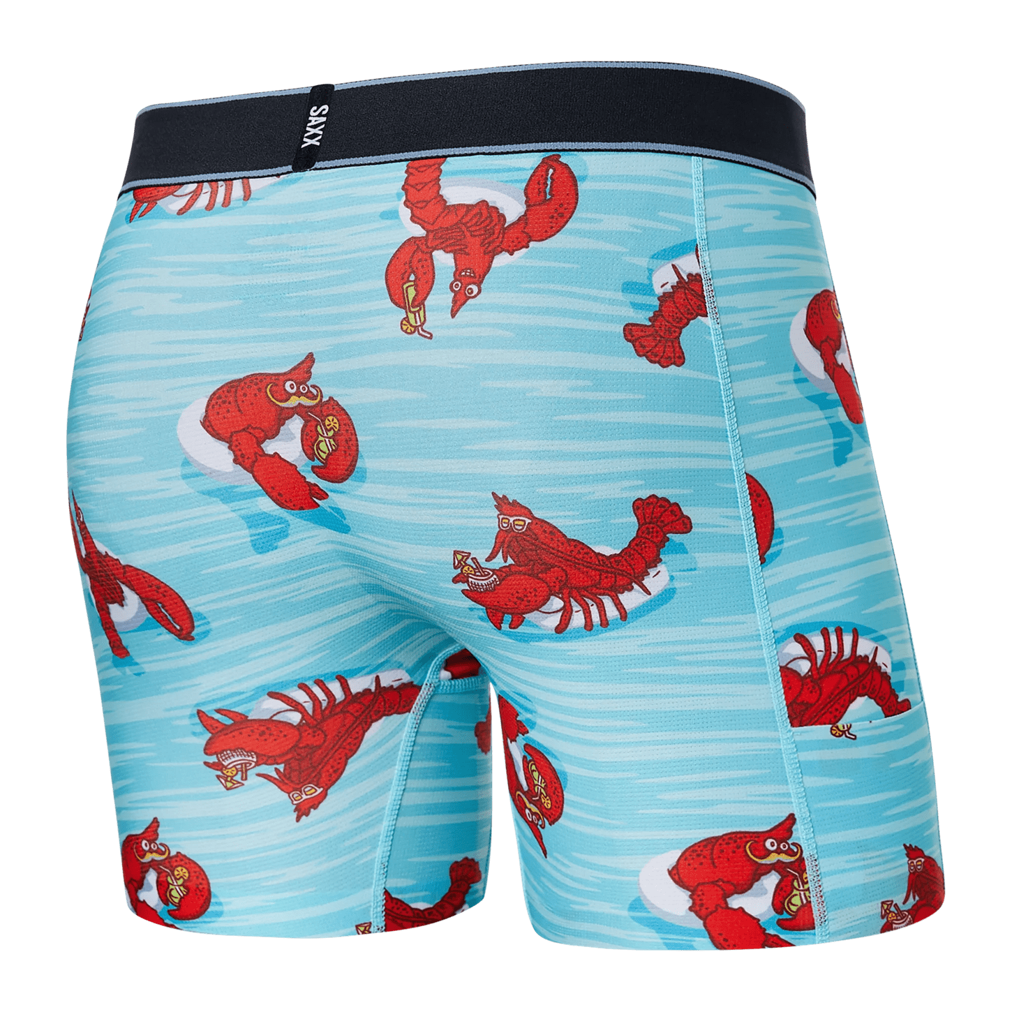 Saxx DropTemp Cooling Hydro Boxers - Lobster Lounge - Aqua