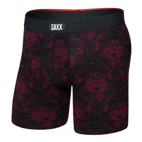 Saxx Vibe Xtra Soft Comfort Boxers - Bear Brocade-Maroon L - The Hockey Shop