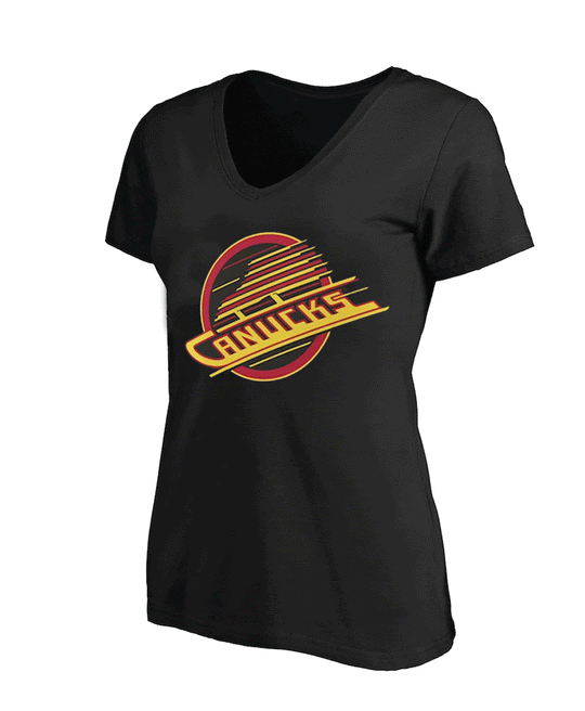 47 Brand NHL Women's V Neck - Vancouver Canucks Skate Black / L - The Hockey Shop