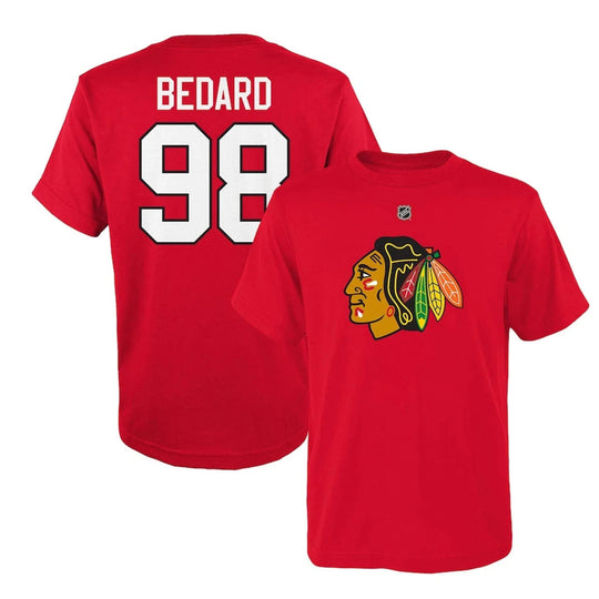 Outer Stuff N&N Primary Logo Youth Shortsleeve Shirt - Chicago Blackhawks Connor Bedard 5/6 / Red - The Hockey Shop