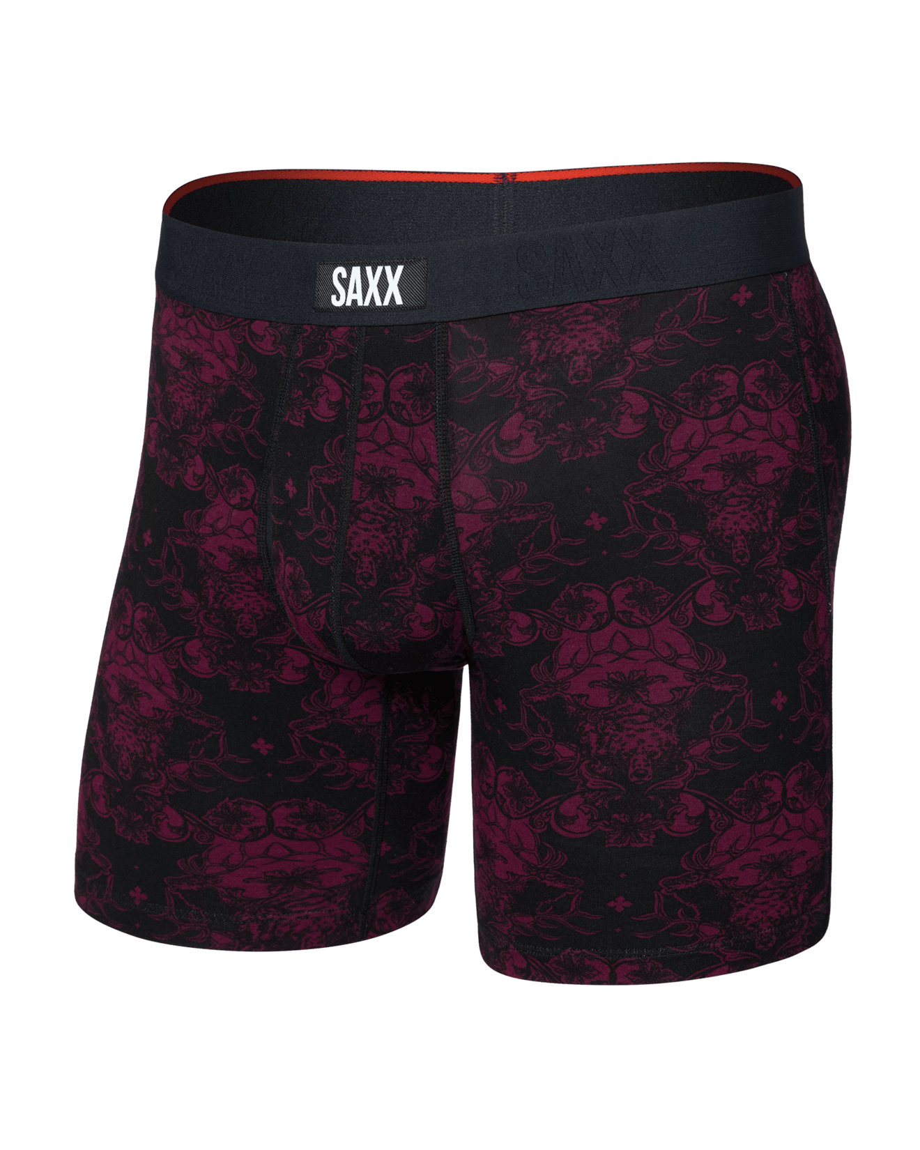 Saxx Vibe Xtra Soft Comfort Boxers - Bear Brocade-Maroon - TheHockeyShop.com