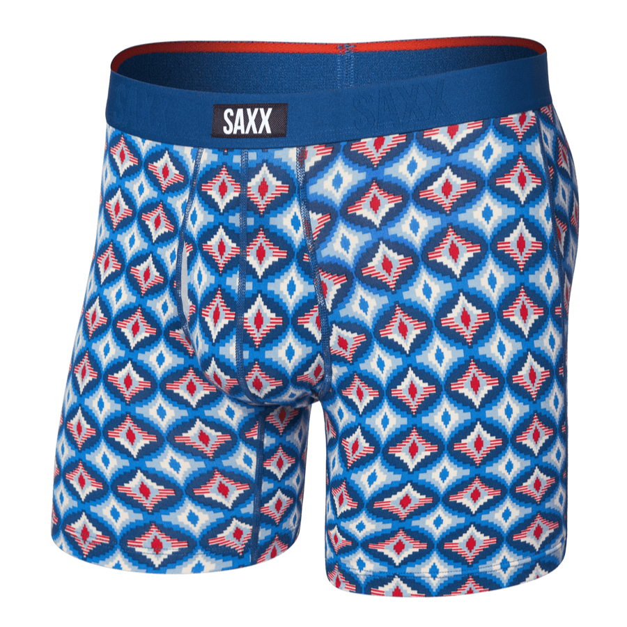Saxx Vibe Xtra Soft Comfort Boxers - Lo-Tech Foulard-Blue - TheHockeyShop.com
