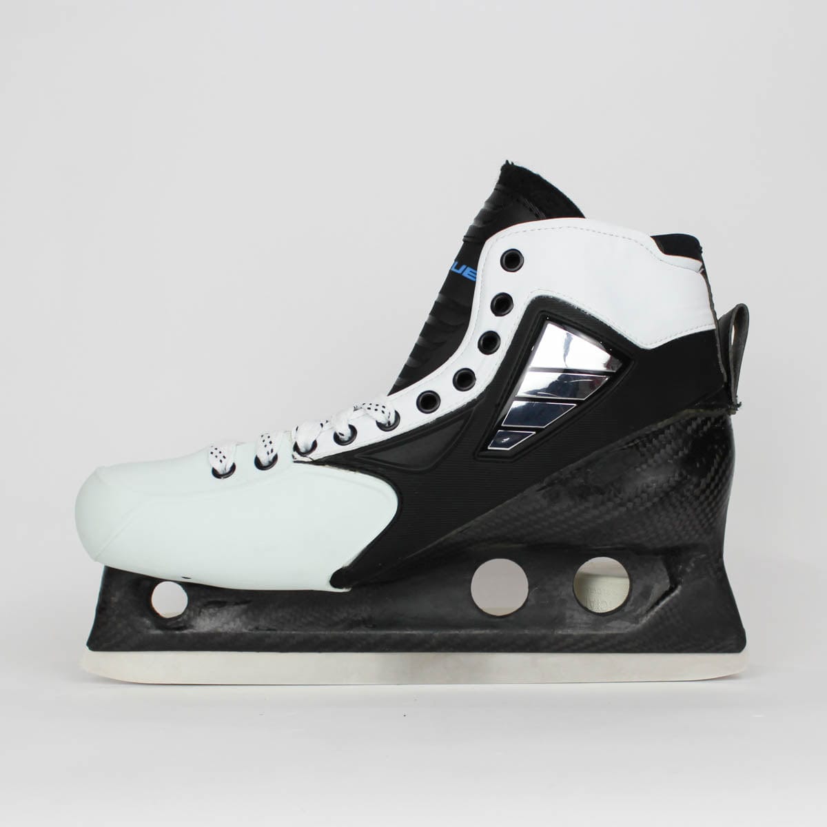 TRUE Senior One Piece Goalie Skates - Pro Stock - White Side/Toe - Size 11