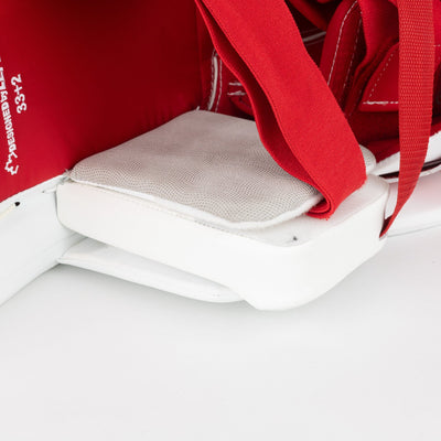 TRUE L20.2 Senior Goalie Leg Pads - USED Stock White / Red 33+2 - TheHockeyShop.com