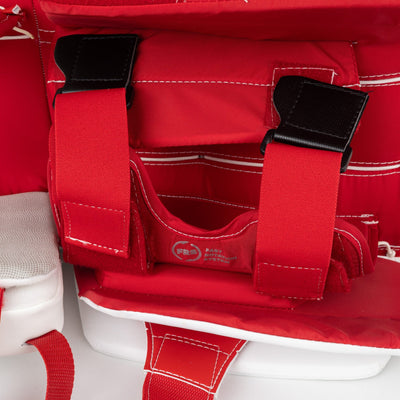 TRUE L20.2 Senior Goalie Leg Pads - USED Stock White / Red 33+2 - TheHockeyShop.com