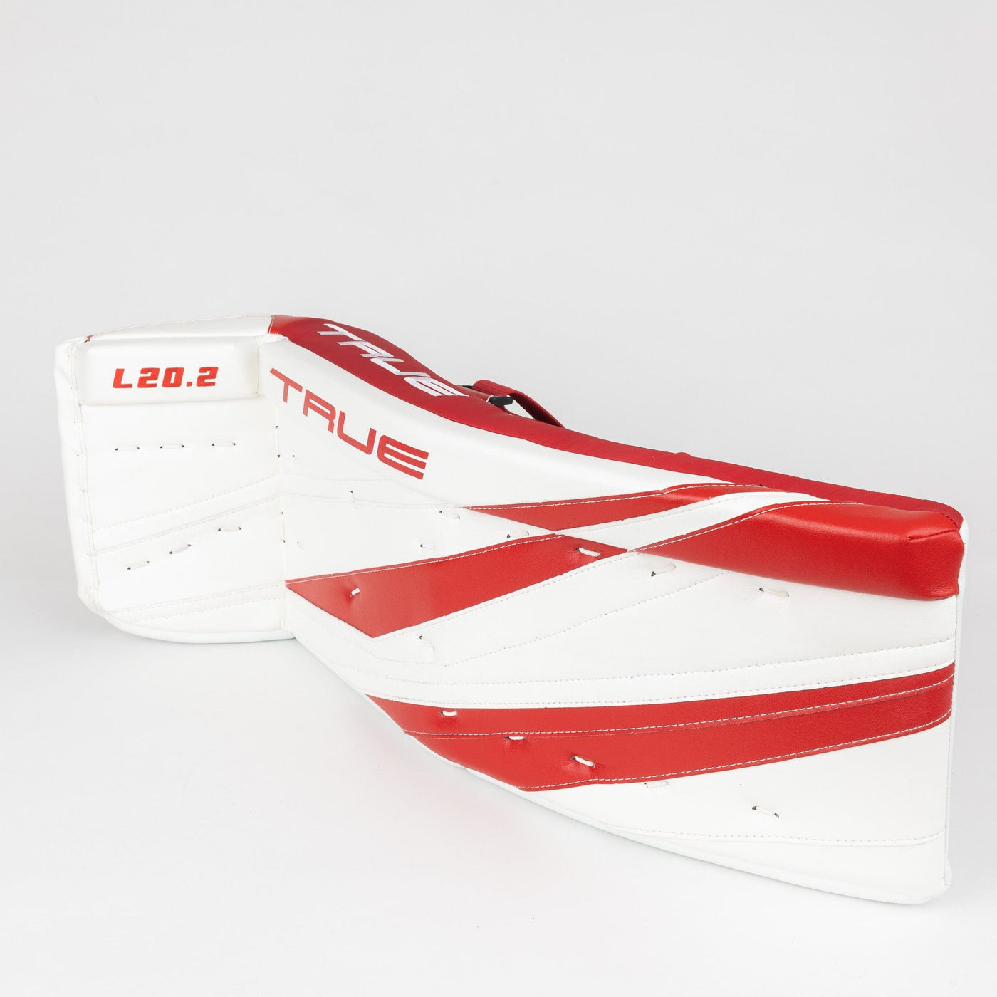 TRUE L20.2 Senior Goalie Leg Pads - USED Stock White / Red 33+2 - TheHockeyShop.com