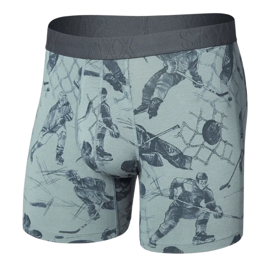 Saxx Droptemp Cooling Cotton Boxers - Off The Boards - Silver Pine L - The Hockey Shop