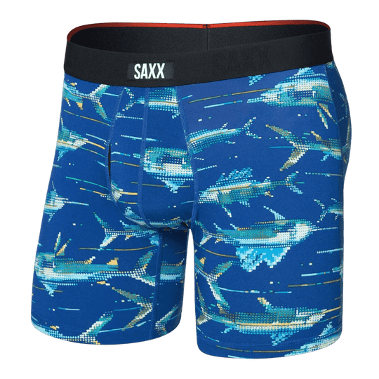 Saxx Vibe Xtra Soft Comfort Boxers - Digi Fish-Sapphire M - The Hockey Shop
