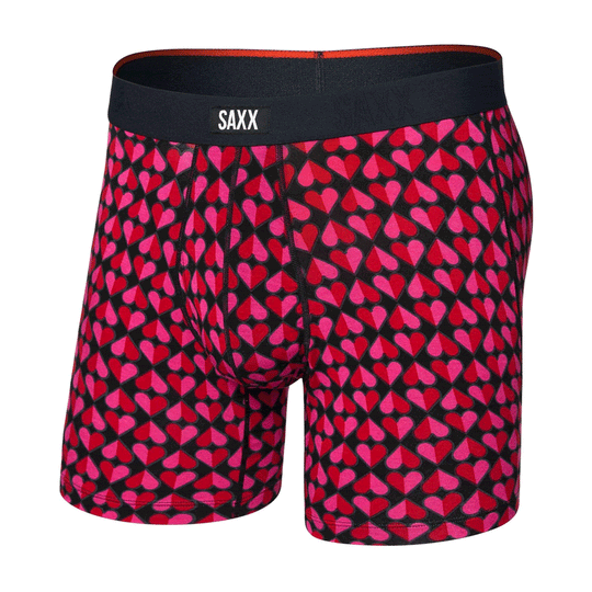 Saxx Vibe Xtra Soft Comfort Boxers - Love Check Baby Black M - The Hockey Shop