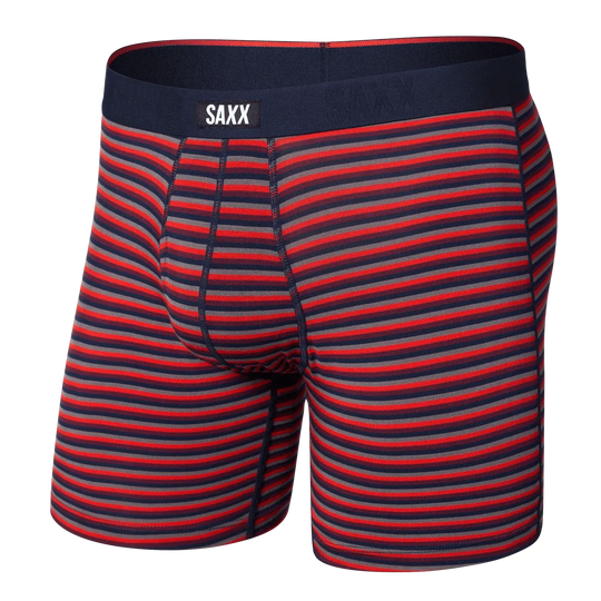 Saxx Vibe Xtra Soft Comfort Boxers - Micro Stripe - Maroon L - The Hockey Shop