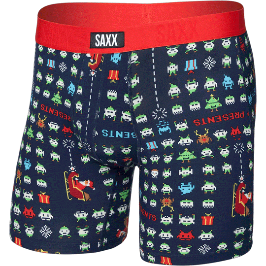 Saxx Vibe Xtra Soft Comfort Boxers - Sleigh Invaders Maritime M - The Hockey Shop