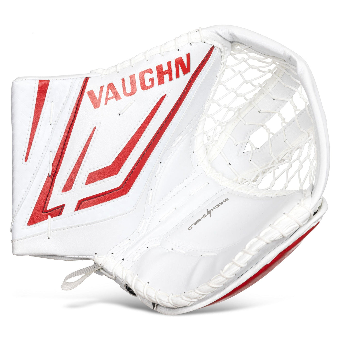 Vaughn Catchers Vaughn Velocity VX1 Pro Carbon Senior Goalie Catcher White / Red / Regular - TheHockeyShop