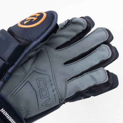 Warrior QR6 Pro Stock Senior Hockey Glove - Edmonton Oilers Royal/Orange - TheHockeyShop.com