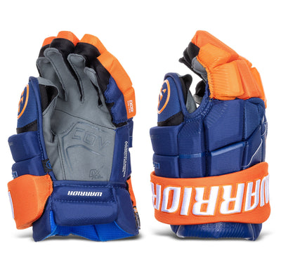 Warrior QR6 Pro Stock Senior Hockey Glove - Edmonton Oilers Royal/Orange - TheHockeyShop.com
