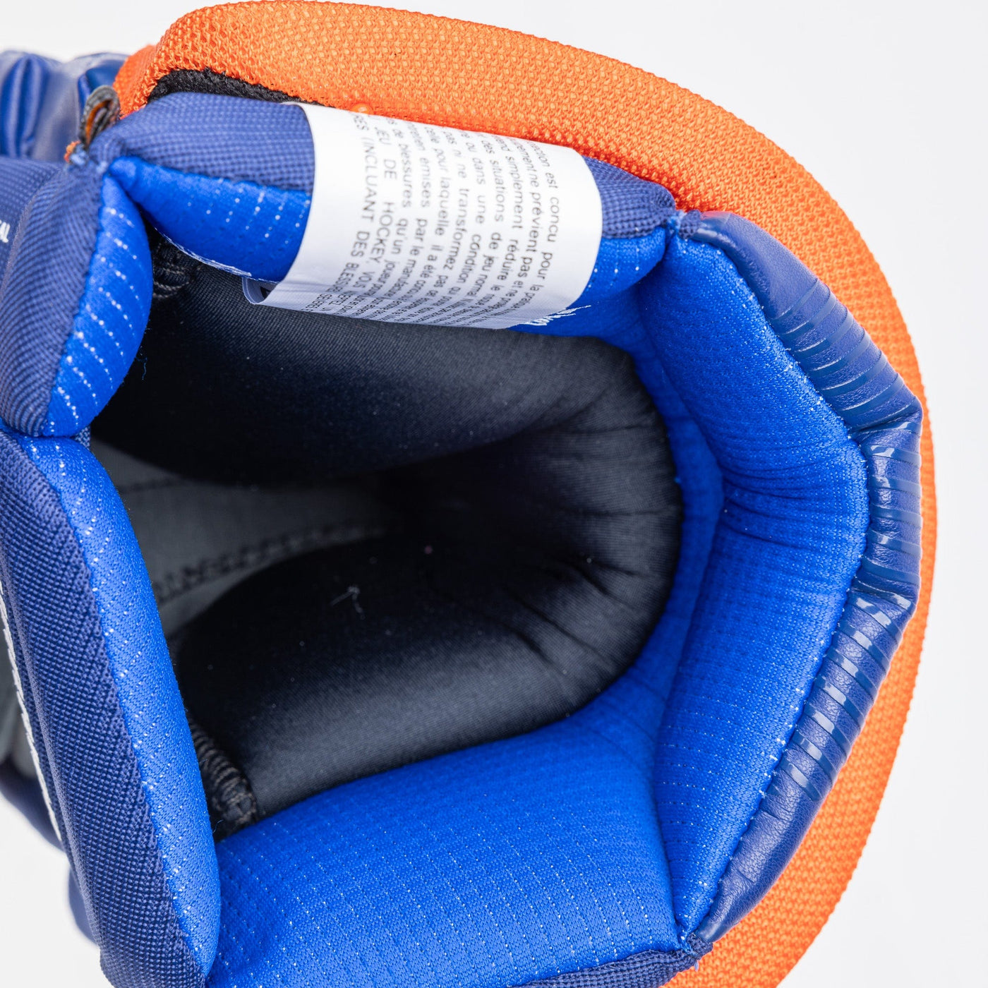 Warrior QR6 Pro Stock Senior Hockey Glove - Edmonton Oilers Royal/Orange - TheHockeyShop.com