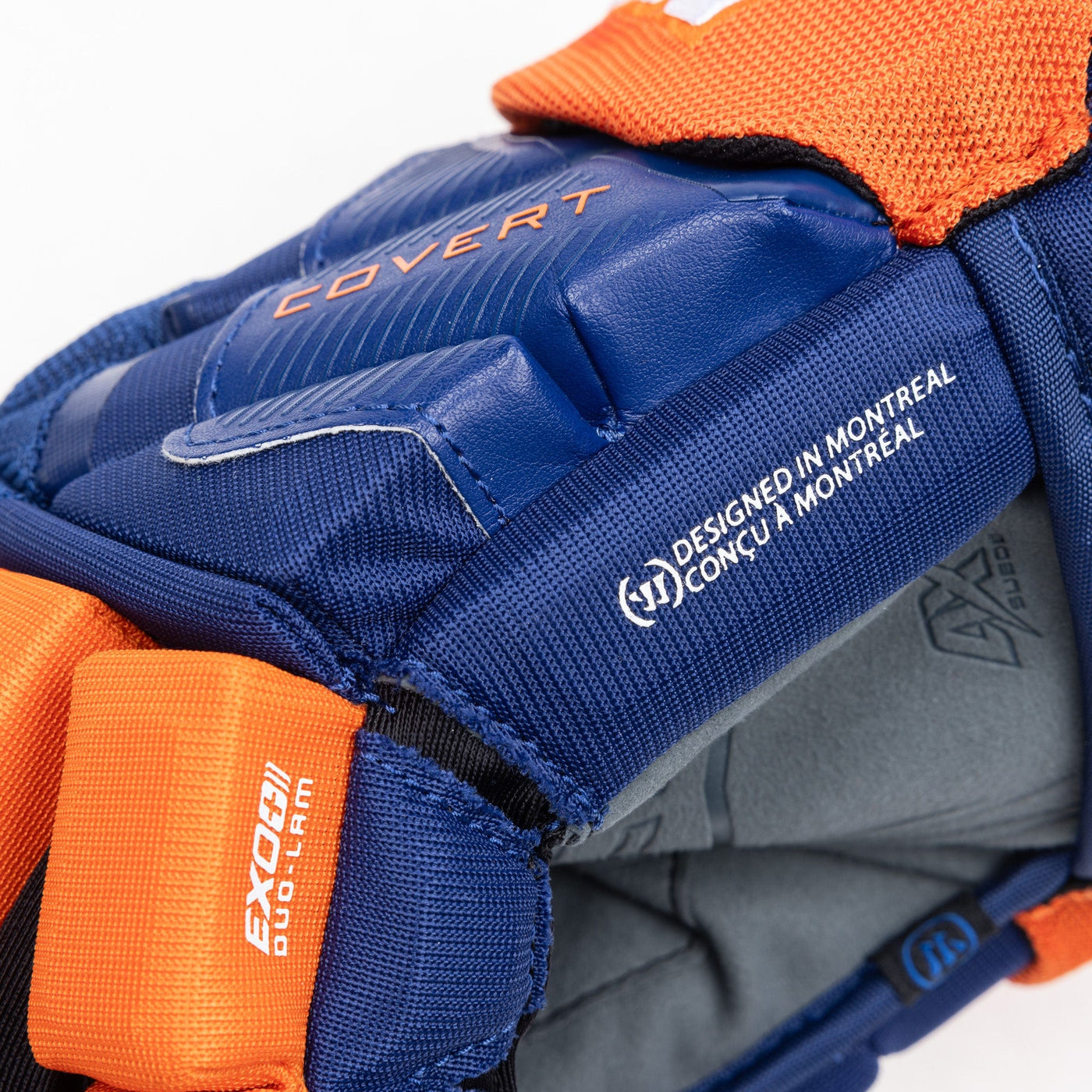 Warrior QR6 Pro Stock Senior Hockey Glove - Edmonton Oilers Royal/Orange - TheHockeyShop.com