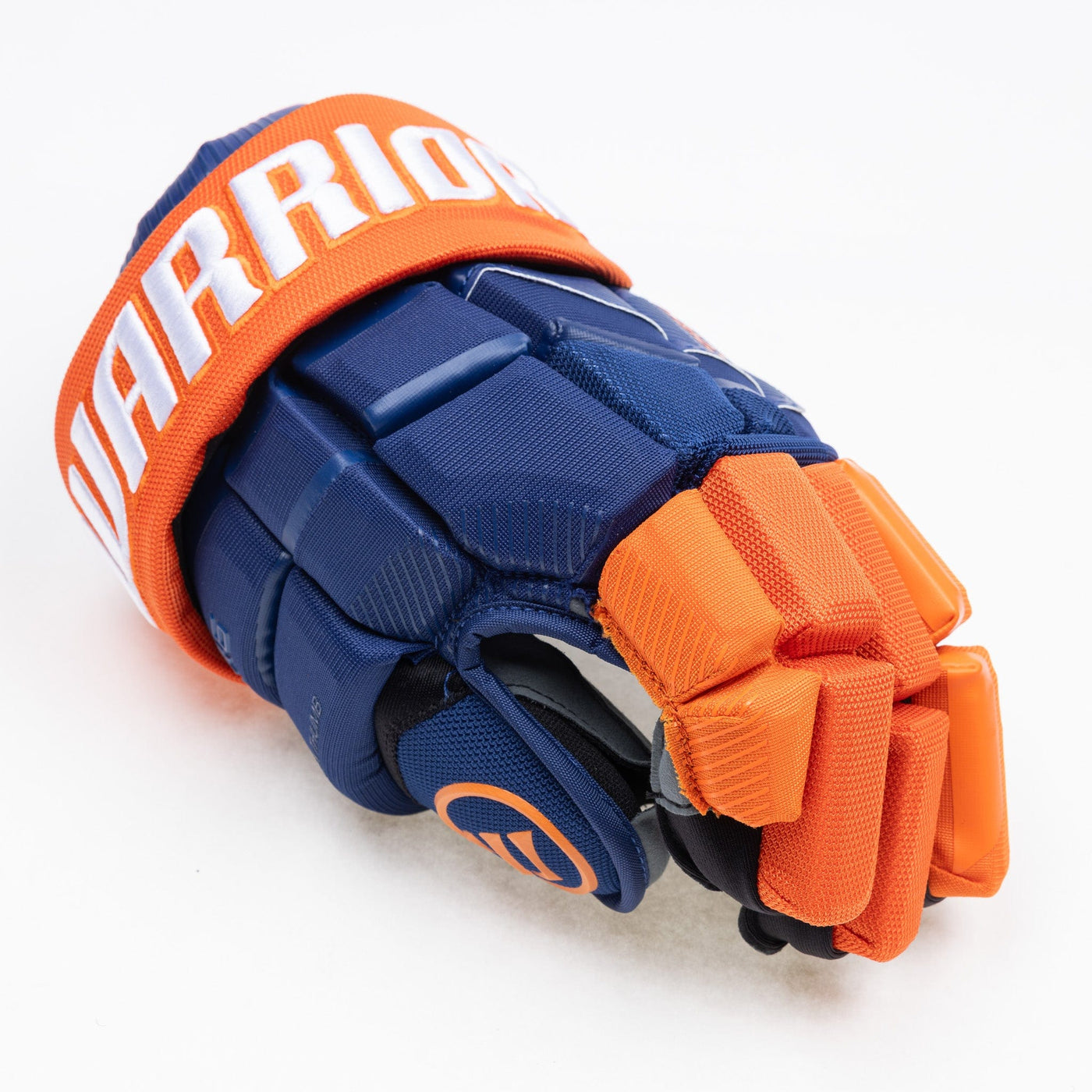 Warrior QR6 Pro Stock Senior Hockey Glove - Edmonton Oilers Royal/Orange - TheHockeyShop.com