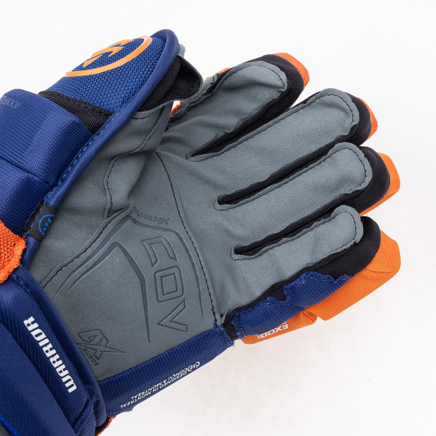 Warrior QR6 Pro Stock Senior Hockey Glove - Edmonton Oilers Royal/Orange - TheHockeyShop.com