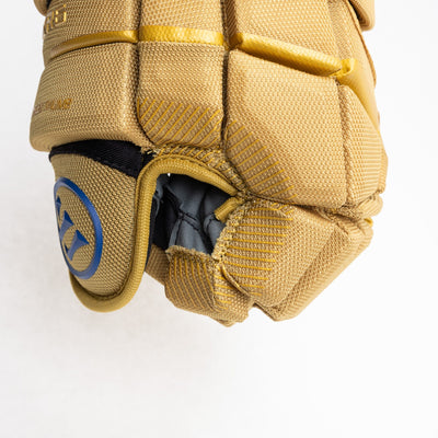 Warrior QR6 Pro Stock Senior Hockey Glove - Edmonton Oilers Tan - TheHockeyShop.com