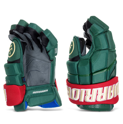 Warrior QR6 Pro Stock Senior Hockey Glove - Minnesota Wild Green/Red - TheHockeyShop.com
