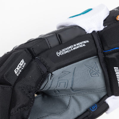 Warrior QR6 Pro Stock Senior Hockey Glove - San Jose Sharks Black - TheHockeyShop.com