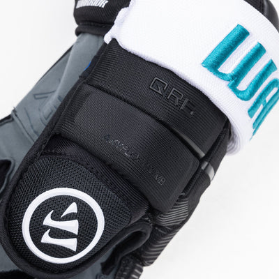 Warrior QR6 Pro Stock Senior Hockey Glove - San Jose Sharks Black - TheHockeyShop.com